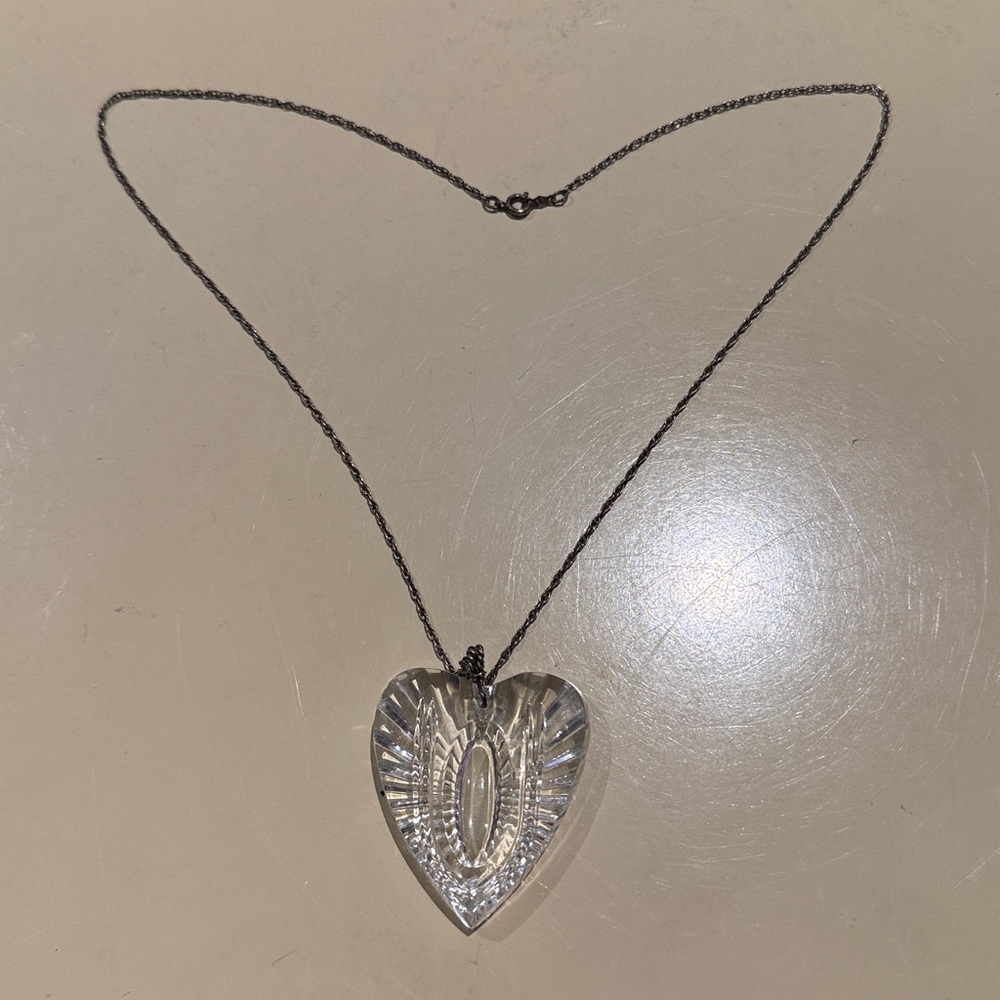 Vintage Waterford Heart Shaped Necklace with Sterling Silver Chain, original box